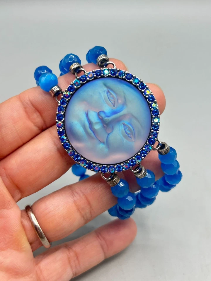 Kirks Folly Seaview 月亮手链蓝色水钻珠弹力弹性 — 第 3/4 张图片