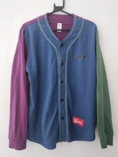 FW18 Supreme Farbblockiertes Baseball Top T-Shirt M Medium Blau Schwarz Grün