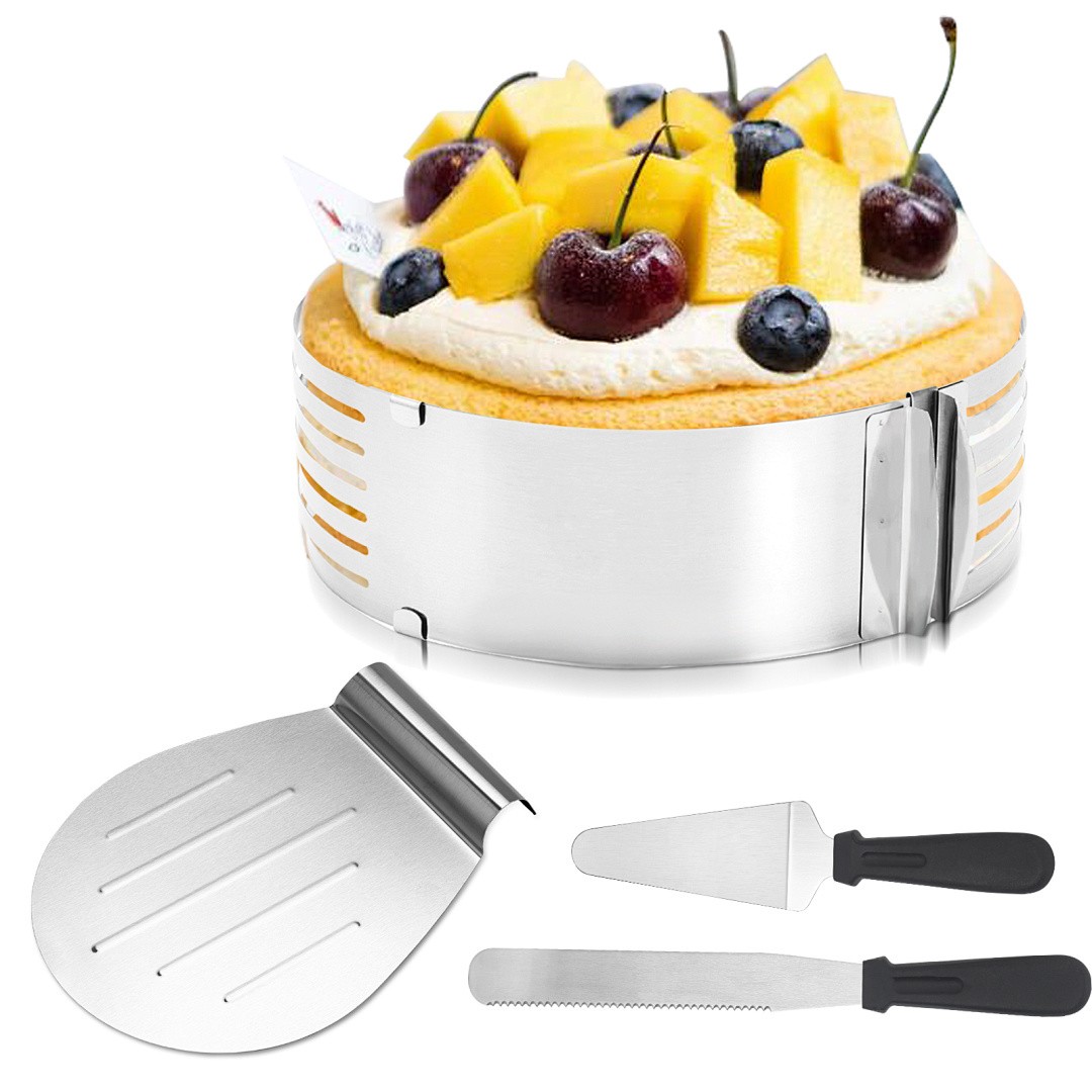 4tlg Torten Set Tortenring Tortenheber Edelstahl Profi Backzubehör Kuchenretter