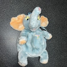 Koko Originals Vintage Blue Whimsical Elephant 17 Plush Backpack Heart Patch