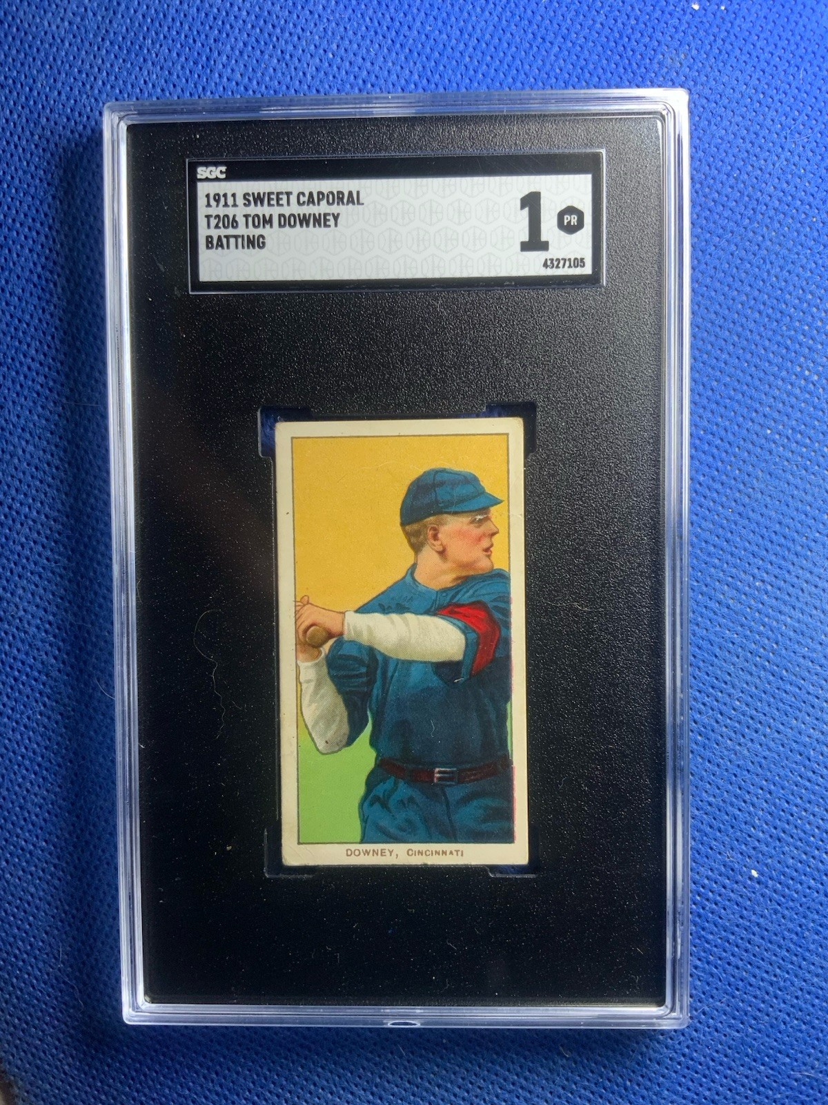 T206 TOM DOWNEY - 'BATTING'  - CINCINNATI REDS - Sweet Caporal 350-460 SGC 1