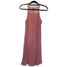 Ellames Womens Pleated Dress Pink Sleeveless Mini/short Size S