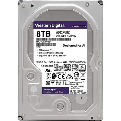 Western Digital Purple WD82PURZ 8TB 5400 RPM 64MB Cache SATA 6.0Gb/s 3.5'' Survei