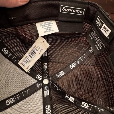 Supreme New Era Box Logo Mesh Back Fitted Hat Black Sz 7 1/8 NEW