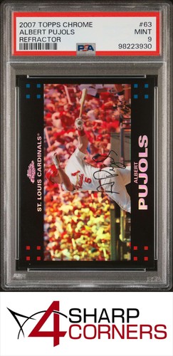 2007 TOPPS CHROME REFRACTOR #63 ALBERT PUJOLS CARDINALS PSA 9