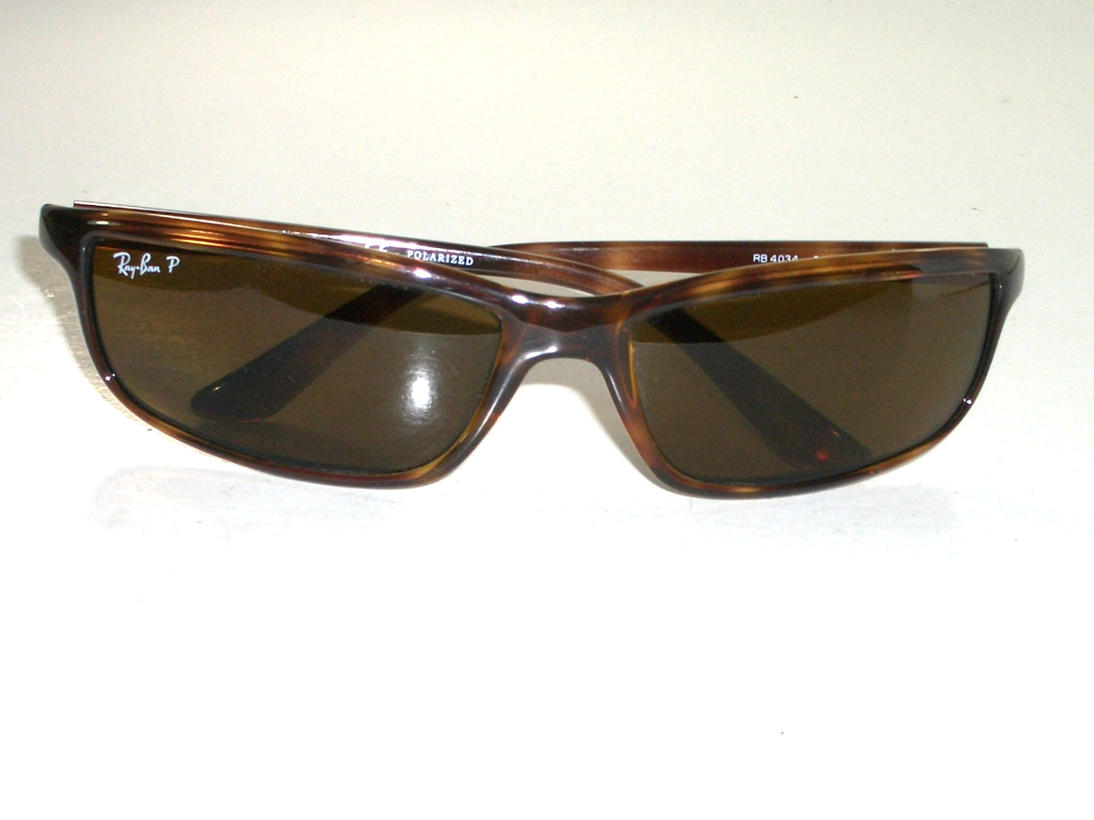 Ray Ban RB4034 Sleek Tortoise Brown Polarized Lens Predators Wrap