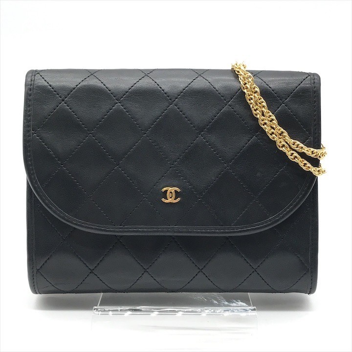 CHANEL Coco Mark Mini Matelass Chain Shoulder Bag Pouch Black M14 Excellent Condition