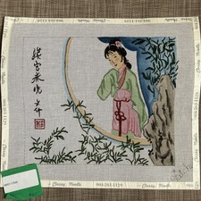 Handpainted Needlepoint Canvas  Geisha  Bamboo   Must Read Description 