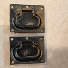 Antique Tool Box / Chest Pulls Drop Handles Victorian Cast Iron Hardware Lot 2