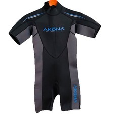 Akona 3mm Men's Shorty Wetsuit Sz Small Neoprene Diving Suit Excellent Condition