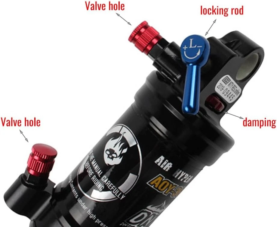 Amortiguador trasero de aire para bicicleta de montaña DNM AOY-36RC con bloqueo 200x55 mm sistema de 4, negro Foto 4 de 4