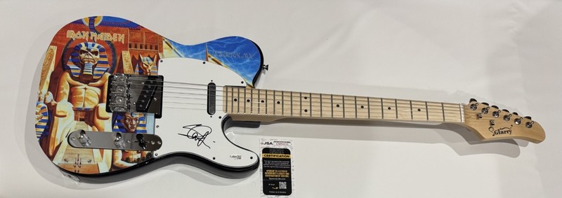 STEVE HARRIS SIGNED CUSTOM POWERSLAVE ELECTRIC GUITAR IRON MAIDEN JSA COA