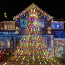 Outdoor Christmas Star String Lights, 320 LED 11.5 ft Waterfall Tree Lights w...