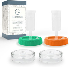 Elementi Fermentation Kit - Set of 2 Glass Fermenting Weights and Mason Jar Ferm