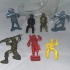 7 Vintage Plastic Figures Army Cowboys Pirate Men Small Mixed LOT Celluloid Marx