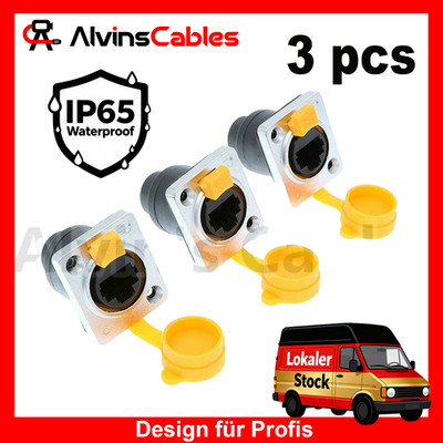 3 Stück RJ45 Wasserdichte Steckdosen IP65 Ethernet Panel Mount RJ45 Stecker SYNC