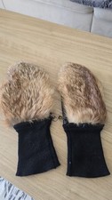Fur and Leather Winter Gloves Unisex M
