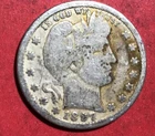 1897O US Barber SILVER Quarter "New Orleans" Mint! Semi Key Date! VG Details!