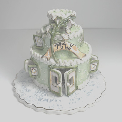 Blue Sky Clayworks Heather Goldminc May Birthday Candle House Tealight Holder