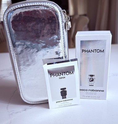 Paco Rabanne PHANTOM Men Shower Gel 2.5oz 75ml NIB, EDP 1.5 ML Vial, Travel Bag