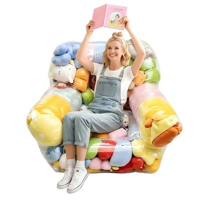 Clear Extra Large Stuffed Animal Storage Bean Bag Chair Cover PVC Zipper