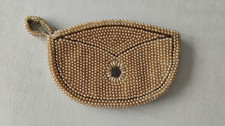 Vtg Art Deco Beaded Pearl Zippered Clutch Purse Finger Loop Micro Made In Japan
