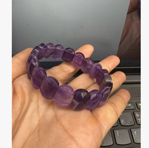 15x10mm Faceted beads Amethyst Beads Elastic Bracelet Jewelry  7.4inch