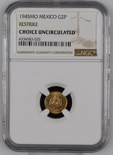 1945 MO Mexico G2P Restrike NGC Choice Uncirculated 2 Pesos