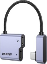 BENFEI USB C Splitter 1 in 2 Out Dual USB C Audio Jack Adapter with 60W Fast Cha