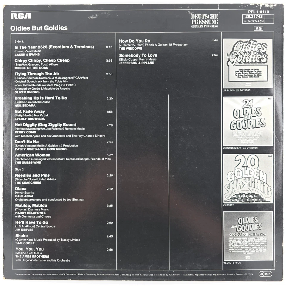 Oldies But Goldies 1976 USA Rock Compilation 12" LP Vinyl Record Germany Press - Image 2 of 4