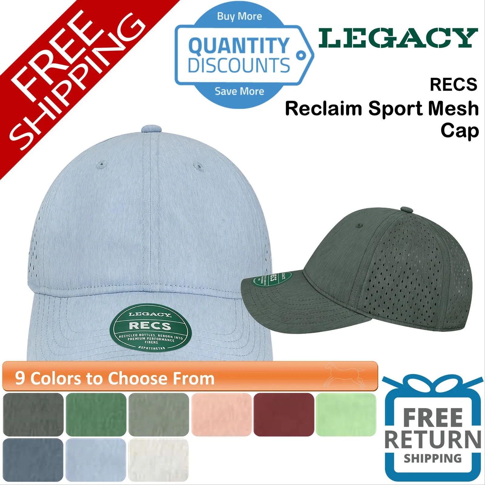 🔥 LEGACY Reclaim Sport Mesh Cap Hat six-panel, low-profile Unstructured RECS