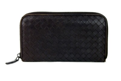 Bottega Veneta Intrecciato Zip Around Long Wallet Purse w/Coin
