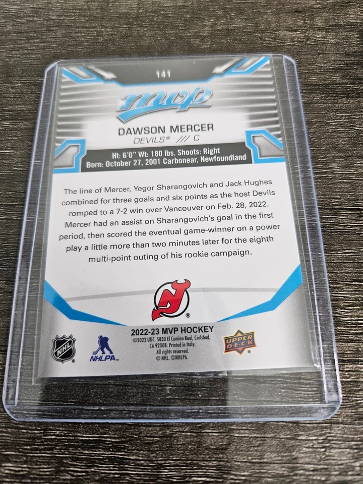 2022-23 Upper Deck MVP - #141 Dawson Mercer - Image 3 of 3