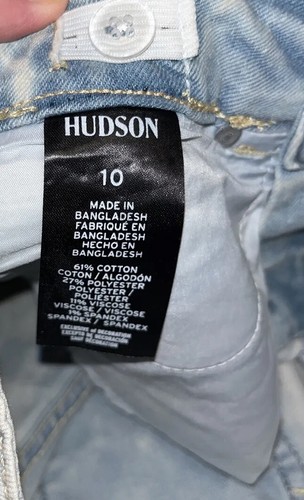 New Hudson Fray Hem Jean Shorts Girls Sz 10 Denim Adjustable Waist Distressed - Picture 5 of 5