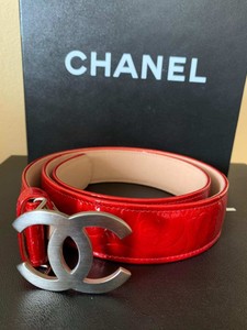 red patent belt