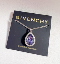 GIVENCHY Blue Crystal Pavé Teardrop - Shape Pendants Necklace New