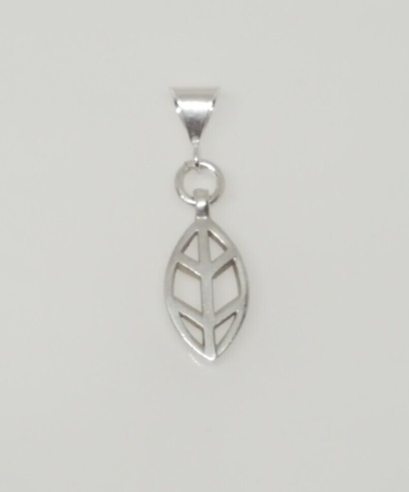 Gorgeous Solid Openwork Leaf Pendant 925 solid si… - image 11
