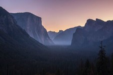 Landscape nature mountains mist rocks forest yosemite Custom Gaming Mat Desk