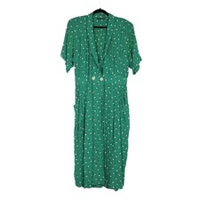 Raoul VTG Womens Midi Dress Size 12 Green White Floral 90s Brunch Easter Spring