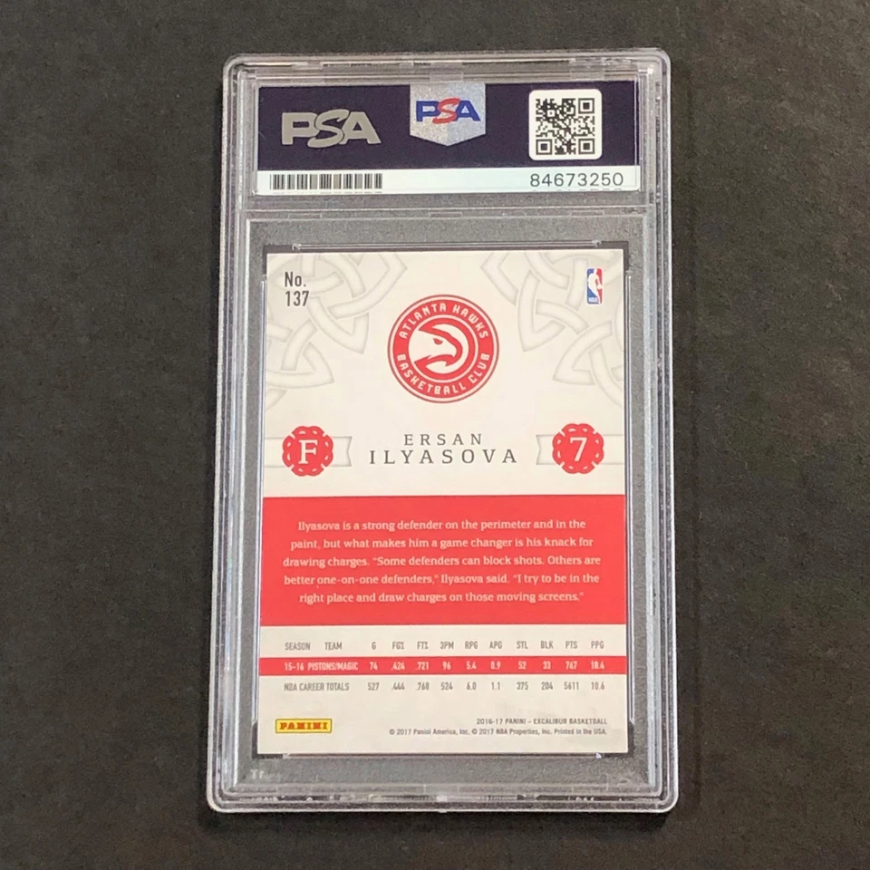 2016-17 Panini Excalibur #137 Ersan Ilyasova Signed Card AUTO PSA Slabbed Hawks - Image 2 of 2