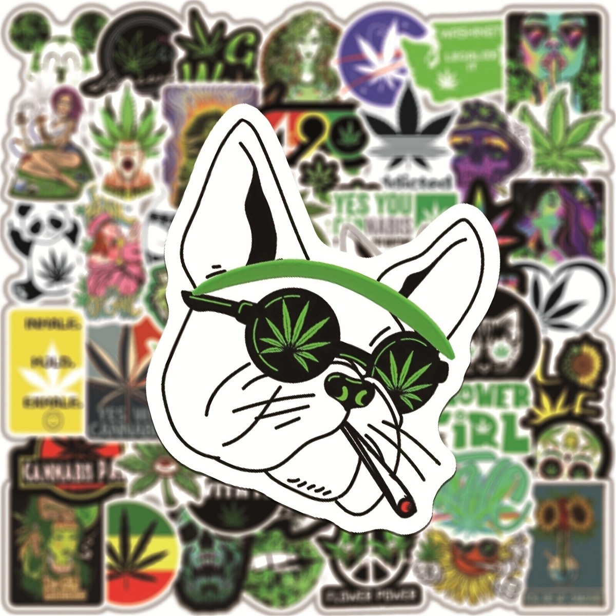 Unbranded Weed Stickers Pack Of 50 Weed Cannabis Marijuana Plant ...