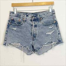 Levi's 501 Original High Rise Ripped Cutoff Shorts 29