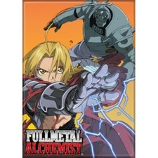 ANIME FULLMETAL ALCHEMIST EDWARD & ALPHONSE ON ORANGE  2.5” X 3.5” NEW