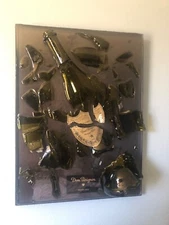 Vintage Dom Pérignon Glass Art Framed 12x16 Home Decor