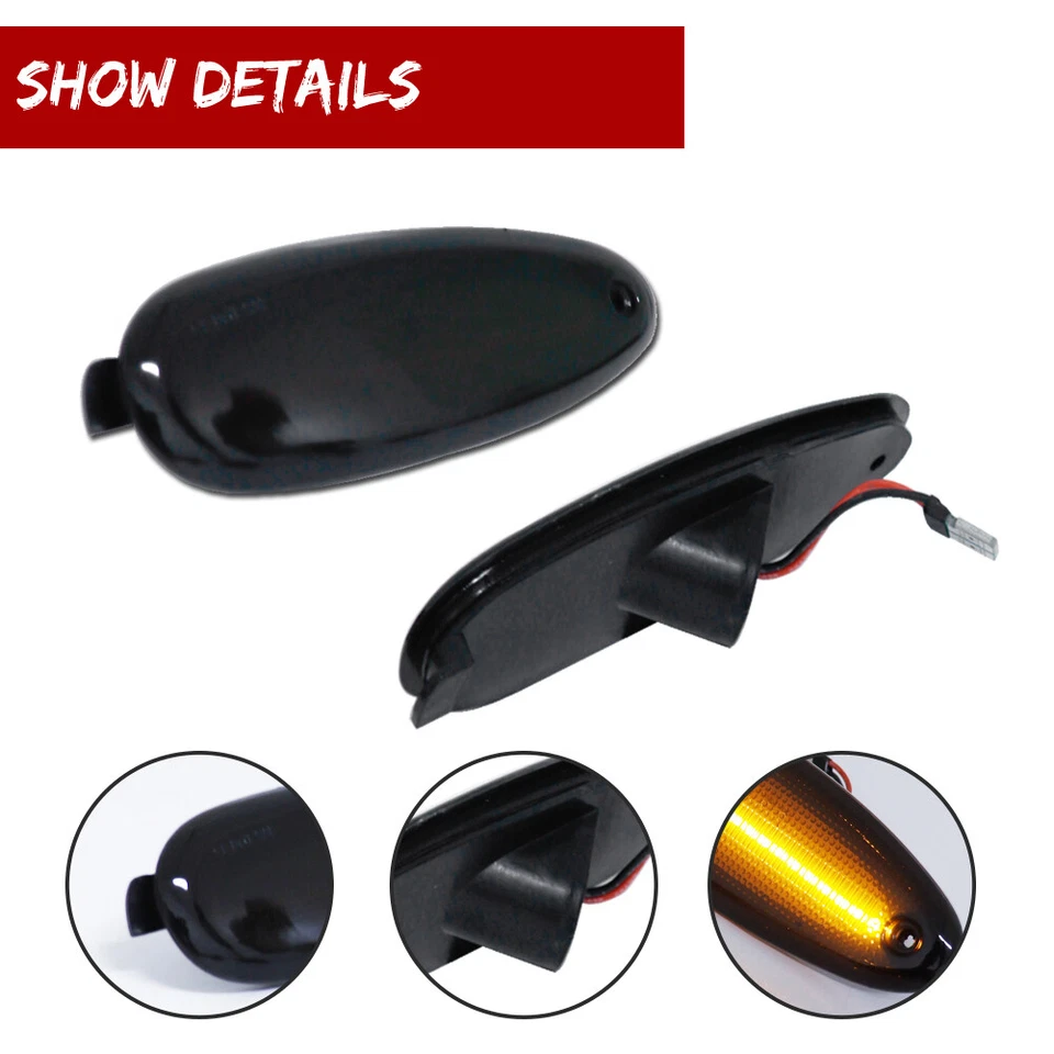 Smoked Amber LED Front Bumper Side Marker Lights For 1996-1999 Ford Taurus Sable - Image 3 of 4