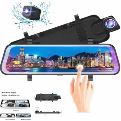 Car 10'' DVR Dash Camera Video Stream Media Recorder Rearview Mirror Back Camera