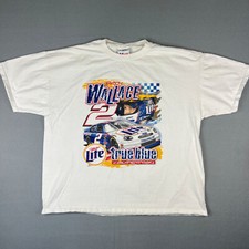VTG Rusty Wallace NASCAR T Shirt Mens 2XL Miller Lite 2 Car True Blue Racing