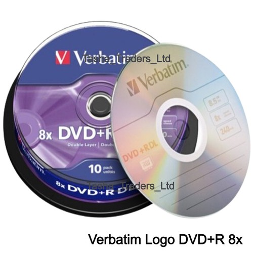 2 x Verbatim Logo Dual Double Layer DVD+R DL 8x Disc 8.5GB 240M in DVD Case New - Afbeelding 14 van 20