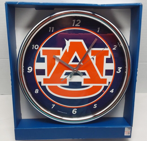 Auburn University (AU) Wincraft Chrom Runde Wanduhr / NCAA Schild Banner / NEU - Bild 1 von 5