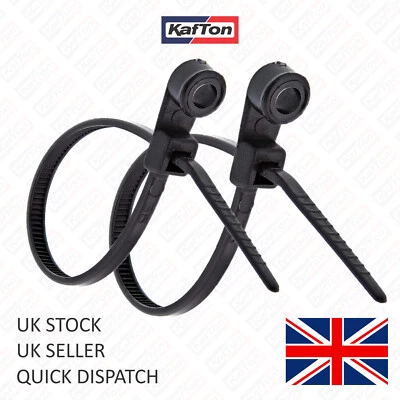 KAFTON All Sizes Screw Mounted Cable Ties Black Natural Car Chassis Body Zip Tie Fixing